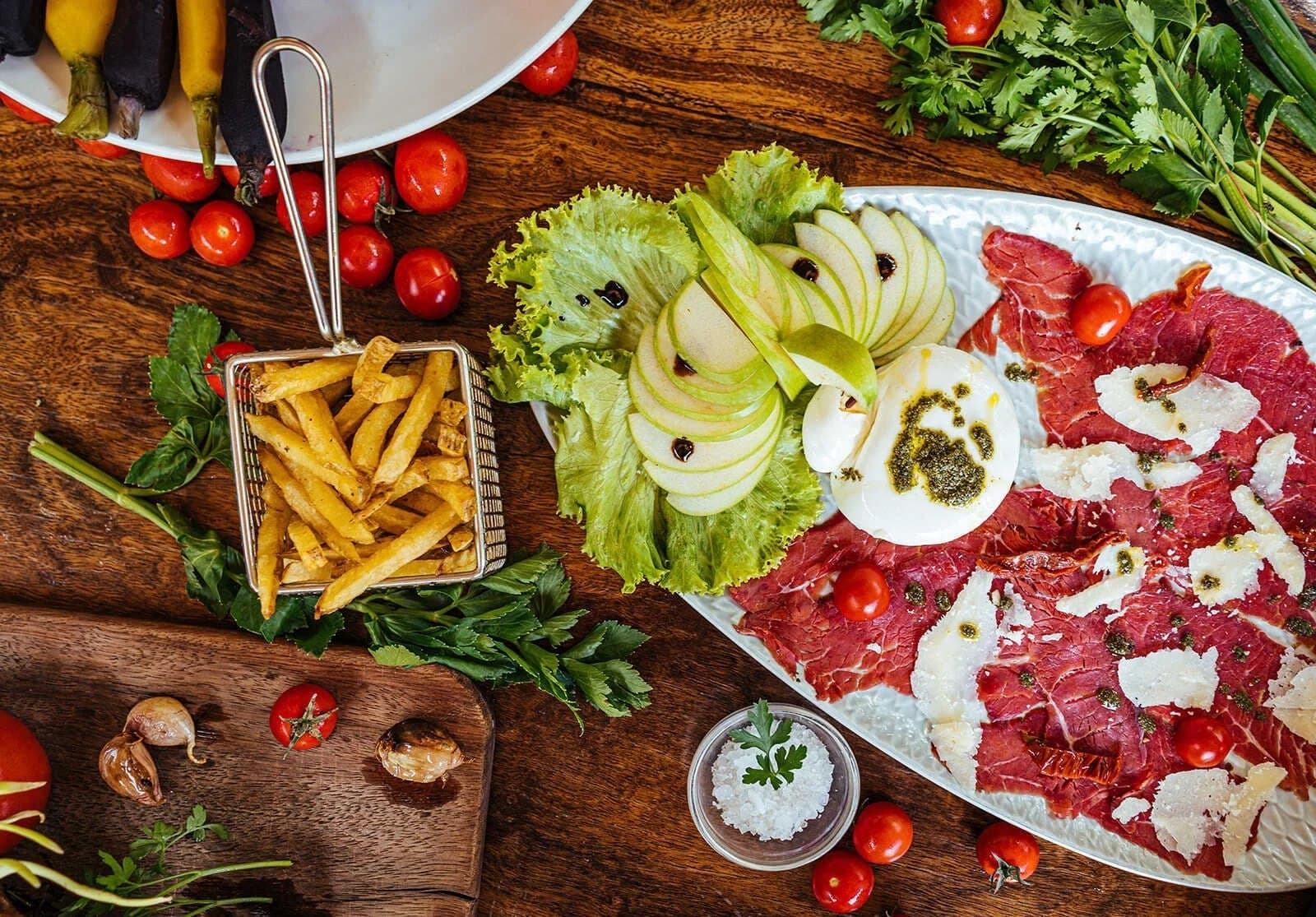 Beef carpaccio with rocket and parmesan